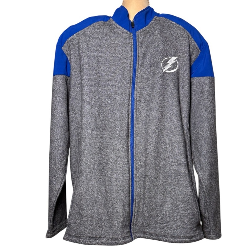 NHL Tampa Bay Lightning Hockey (EUC) Full Zip Fleece Embroidered Jacket Size 2XL